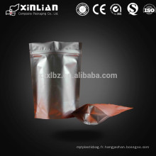 Fabrication en Chine Feuille en aluminium en plastique ziplock Stand Up Food Packaging Pouch